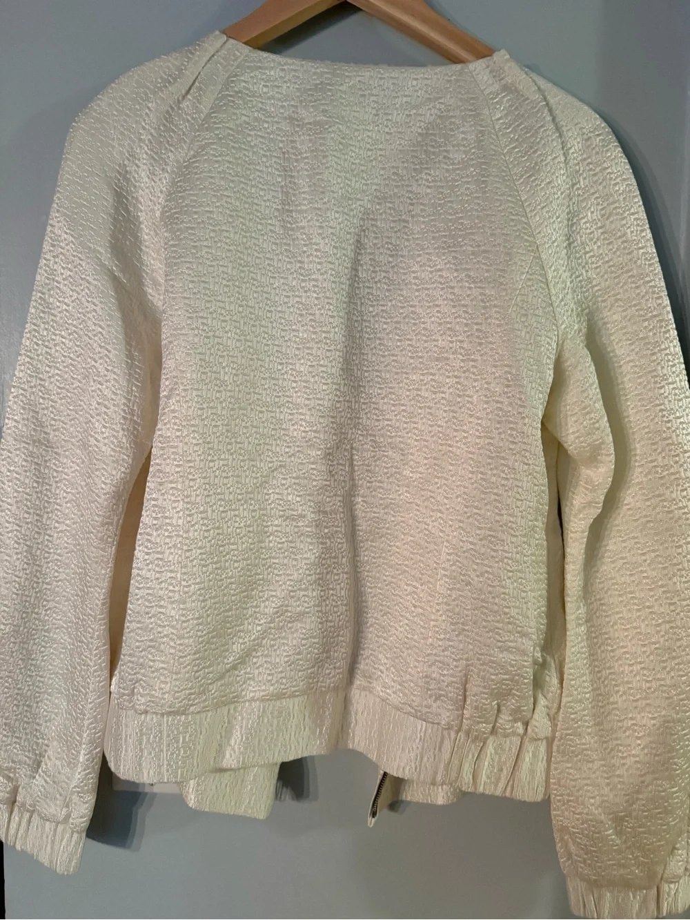 Tory Burch Cream Textured Zip-Front Bomber Jacket